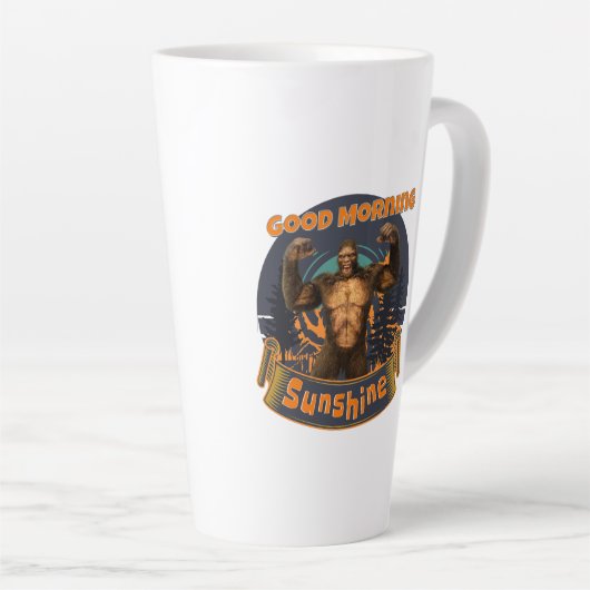 Goedemorgen zonneschijn Funny Bigfoot Latte Mok (Rechterhoek)