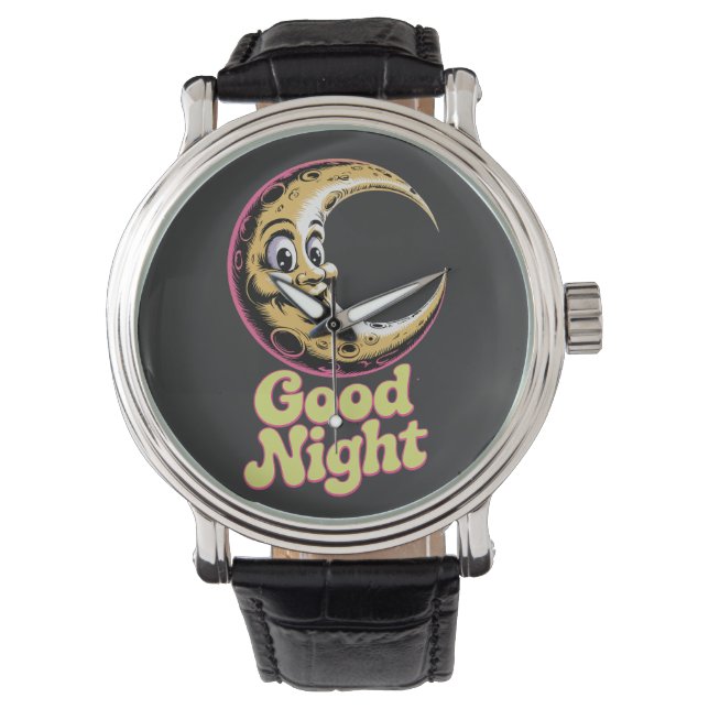 Goedenacht Retro Moon Horloge (Voorkant)