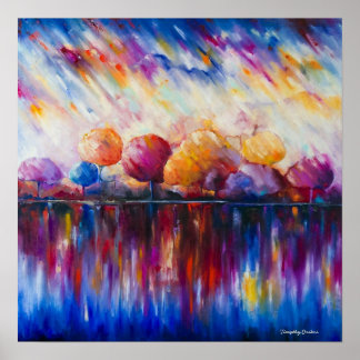 Goedenavond bij de afdruk van het meer Canvas Poster