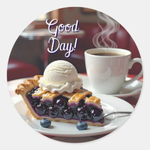 Goedendag   Blueberry Pie, ijs en koffie Ronde Sticker