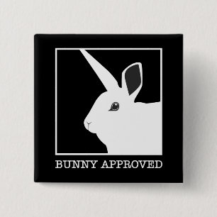 GOEDGEKEURDE BUNNY VIERKANTE BUTTON 5,1 CM