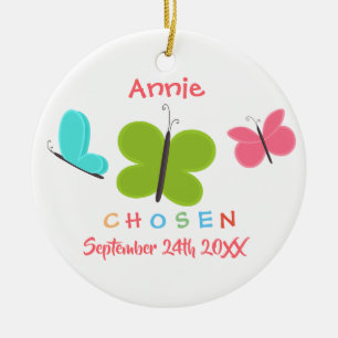 Goedgekeurde Butterfly-adoptie - Aangepaste naam Keramisch Ornament