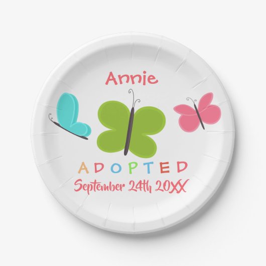 Goedgekeurde vlinderadoptie - Aangepaste naam Papieren Bordje (Voorkant)