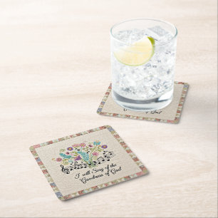 Goedheid van God quilted look bloemen muziek Vierkante Kartonnen Onderzetter