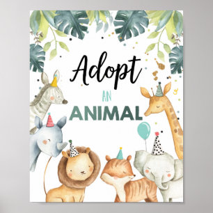 Goedkeuren van een vogeletafel voor dieren die vei poster
