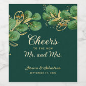 Goedkeuren van Mr en Mrs Emerald Green & Gold Wedd Wijn Etiket (Enkel label)