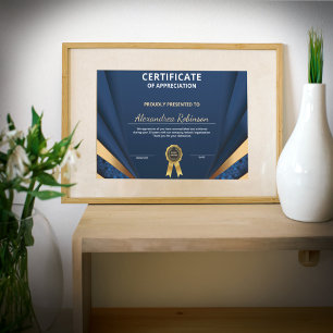 Goedkeuring Gold Blue Certificate