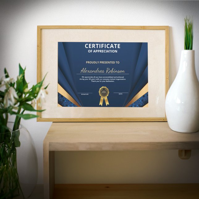Goedkeuring Gold Blue Certificate (Appreciation Achievement Gold Blue Certificate is great for those who work hard to get it. )
