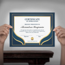 Goedkeuring Gold Blue Certificate