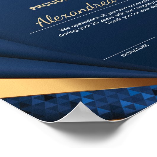 Goedkeuring Gold Blue Certificate Poster (Hoek)