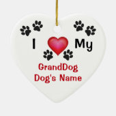 Goedkoop gepersonaliseerd ik hou van mijn GrandDog Keramisch Ornament (Achterkant)