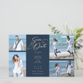 Goedkoop marinetrendy Collage Wedding 4 Foto's (Staand voorkant)