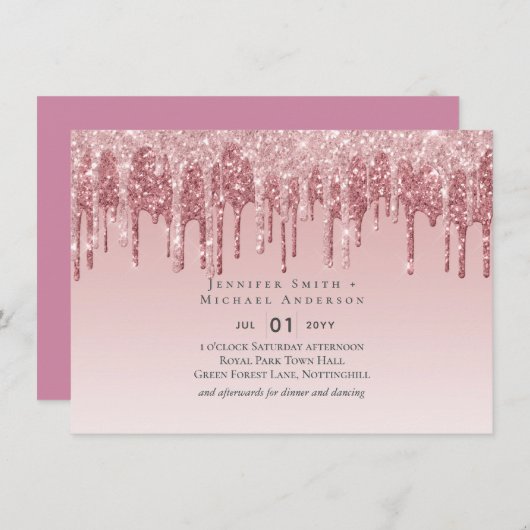 GOEDKOOPSTE Roze Glitter Bruiloft Rose Goud (Voorkant / Achterkant)