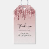 GOEDKOOPSTE Roze Goud Roze Glitter Bruiloft Cadeaulabel (Voorkant)