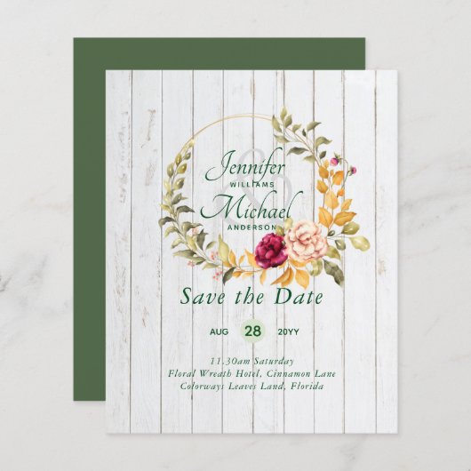 Goedkoopste Save The Dates Bloemenkrans BUDGET (Voorkant / Achterkant)