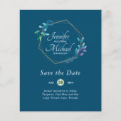 GOEDKOOPSTE Save The Dates Turquoise Blauw Bloemen (Voorkant)