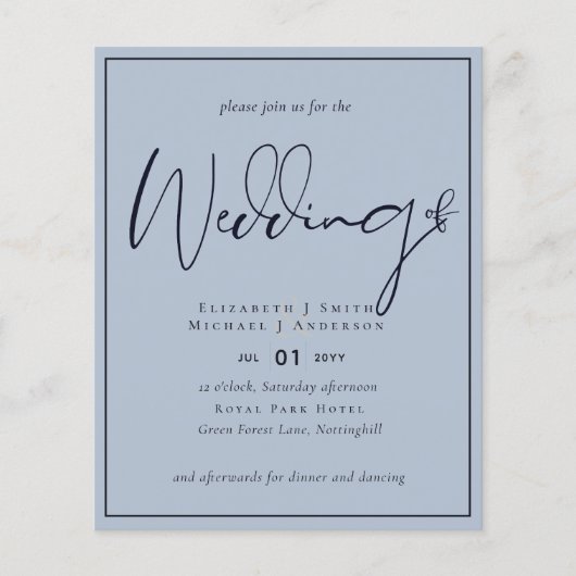 GOEDKOOPSTE Stofblauwe Trouw Flyer (Voorkant)