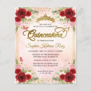 Goedkope Bloemen Bourgondië roze goud tiara quince Flyer