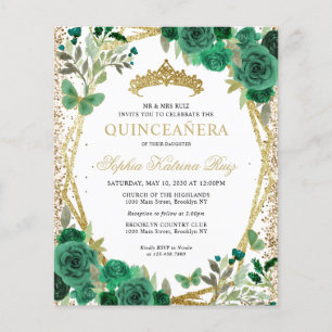 Goedkope Bloemen Groen Goud Tiara Quinceañera Invi Flyer