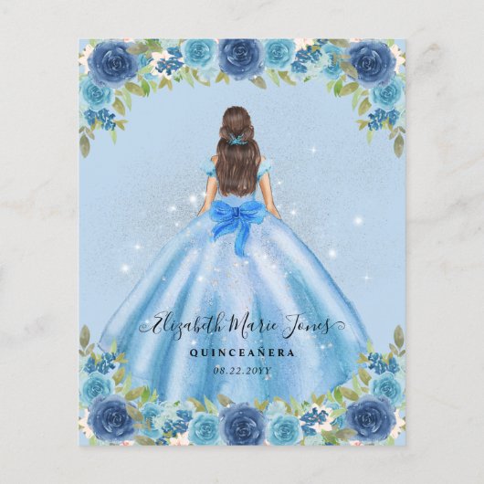 Goedkope Bloemen Stoffig Blauw Grijs Prinses Quinc Flyer (Achterkant)