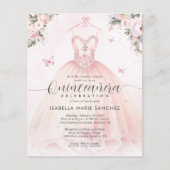Goedkope Blush Roze Bloemen Prinses Gown Quinceane Flyer (Voorkant)