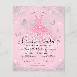 Goedkope Blush Roze Zilveren Gown Quinceanera Uitn Flyer
