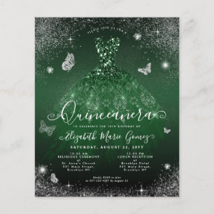 Goedkope Emerald Green Silver Gown Quinceanera Kaa Flyer