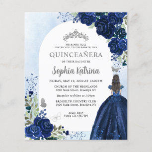 Goedkope Floral Navy Blue Zilveren Prinses Quincea Flyer