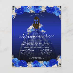 Goedkope Floral Royal Blue Dress Quinceanera Uitno Flyer