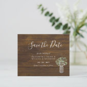 GOEDKOPE Foto Save Dates Rustieke Gypsophila Mason (Staand voorkant)