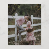 Goedkope foto save dates witte bloemen groen blad flyer (Achterkant)