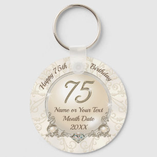 Goedkope geweldige Custom, 75th Birthday Party Fav Sleutelhanger