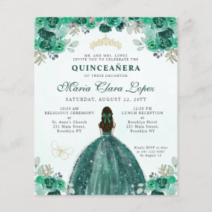 Goedkope groene gouden bloemrijke glam prinses Qui Flyer