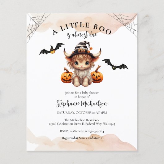 Goedkope Halloween Koe Little Boo Baby shower Invi Flyer (Voorkant)