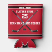 Goedkope Hockey Gifts, Uw KLEUREN en 4 TEKSTDOZEN Blikjeskoeler (Voorkant)