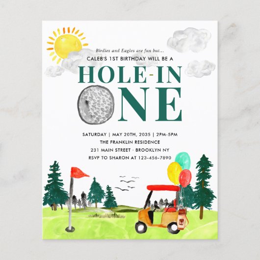 Goedkope Hole in One Golf First Birthday Par-T-shi Flyer (Voorkant)
