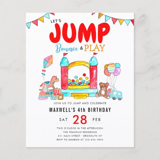 Goedkope Laten we springen Trampoline Park Verjaar Flyer (Voorkant)