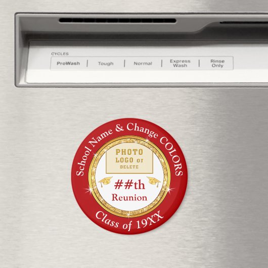 Goedkope reünie-cadeaus, rood, wit, goud magneet (Insitu (Vaatwasser))