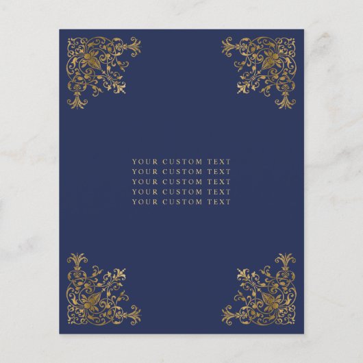 Goedkope Royal Blue Gold Lijst Quinceanera Flyer (Achterkant)