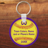 Goedkope Softball Gift Ideeën, Jouw tekst en kleur Sleutelhanger (Voorkant)
