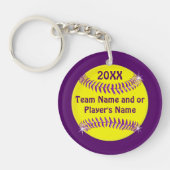 Goedkope Softball Gift Ideeën Uw KLEUREN en 2 TEKS Sleutelhanger (Voorkant)