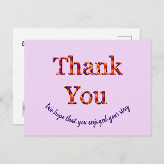 Goedkope vakantiehuis bedankt gast bedankt briefkaart (Voorkant / Achterkant)