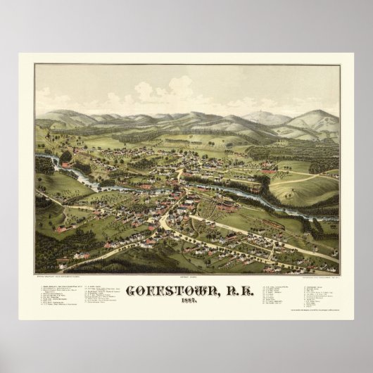 Goffstown, NH Panoramic Map - 1887 Poster (Voorkant)