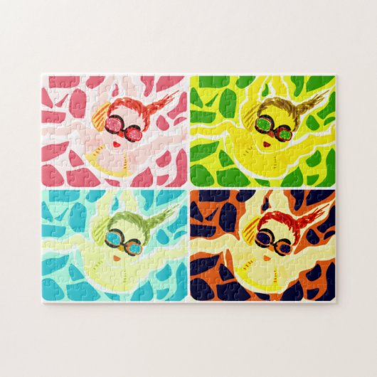 Goggle Girls zwemmen in water Legpuzzel (Horizontaal)