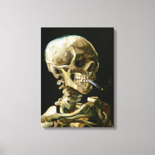 Gogh Head of a Skeleton met een Burning Cigarette Canvas Afdruk