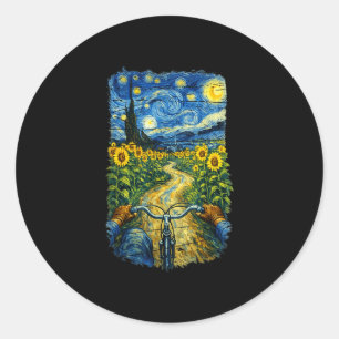 Gogh rijdt grappige fiets kunst fiets  ronde sticker