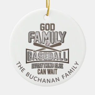 GoGod Familie Baseball Familie Kerstmis Keramisch Ornament