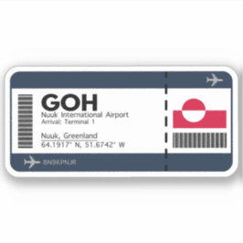 GOH Nuuk, Greenland Airport Boarding Pass Sticker
