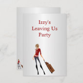 Going Away Party Event Meisje met Bagage Kaart (Voorkant / Achterkant)
