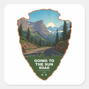 Going To The Sun Road Glacier NP Pijl Vierkante Sticker